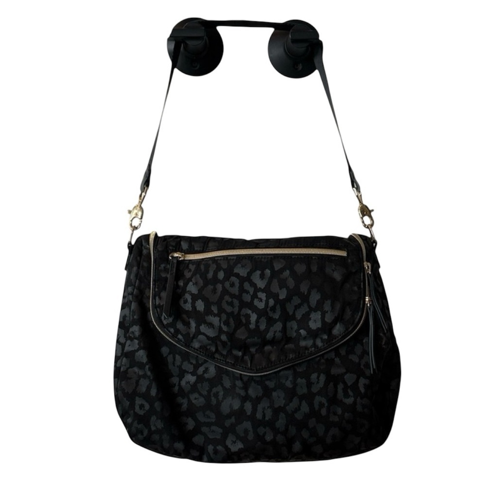 Stella and Dot Stylish Black Leopard Print Women's Bag purse tote card slots bag